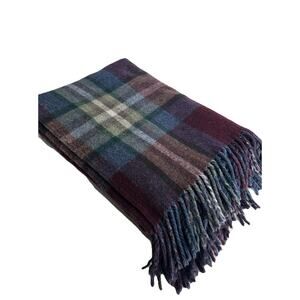 Roca Home Blue Plaid Portugal Lambswool 50 x 67 Picnic Throw Blanket